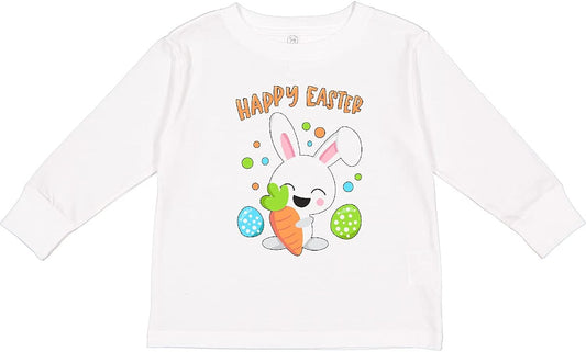 Happy Easter Bunny with Eggs and Carrot Toddler Long Sleeve T-Shirt