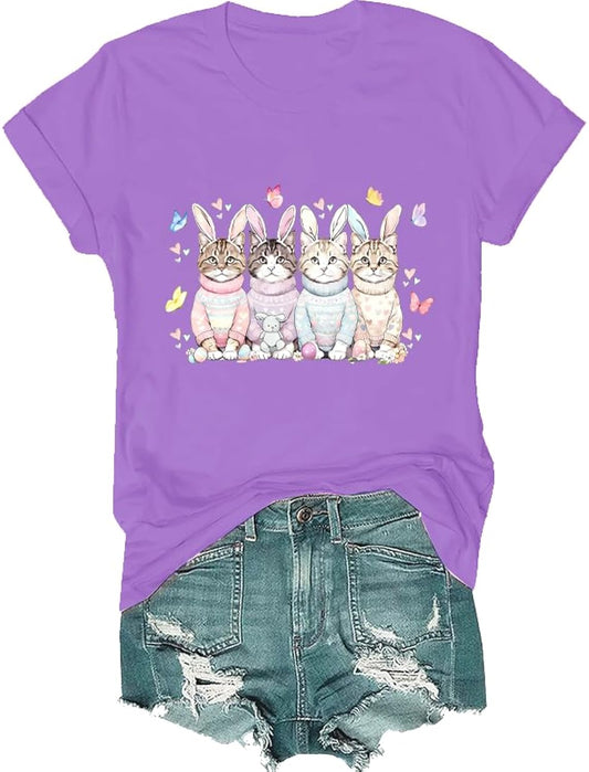 Easter Cats Shirt, Easter Cat Bunny Ear T-Shirt