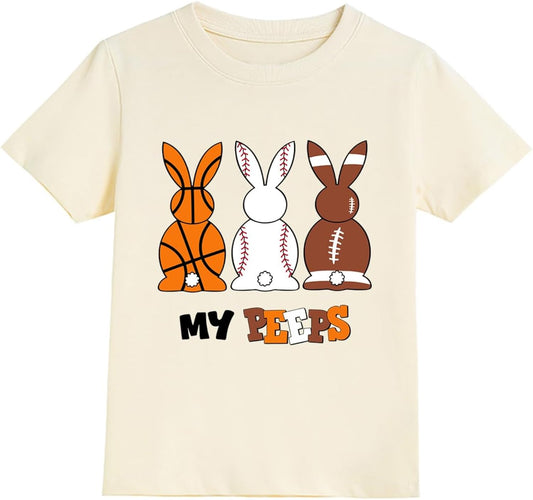Kids Easter Shirt for Boys Bunny T-Shirts Chilling with My Peeps Tees Toddler Hip Hop Tops Egg Hunts Outfit Size 2-9T