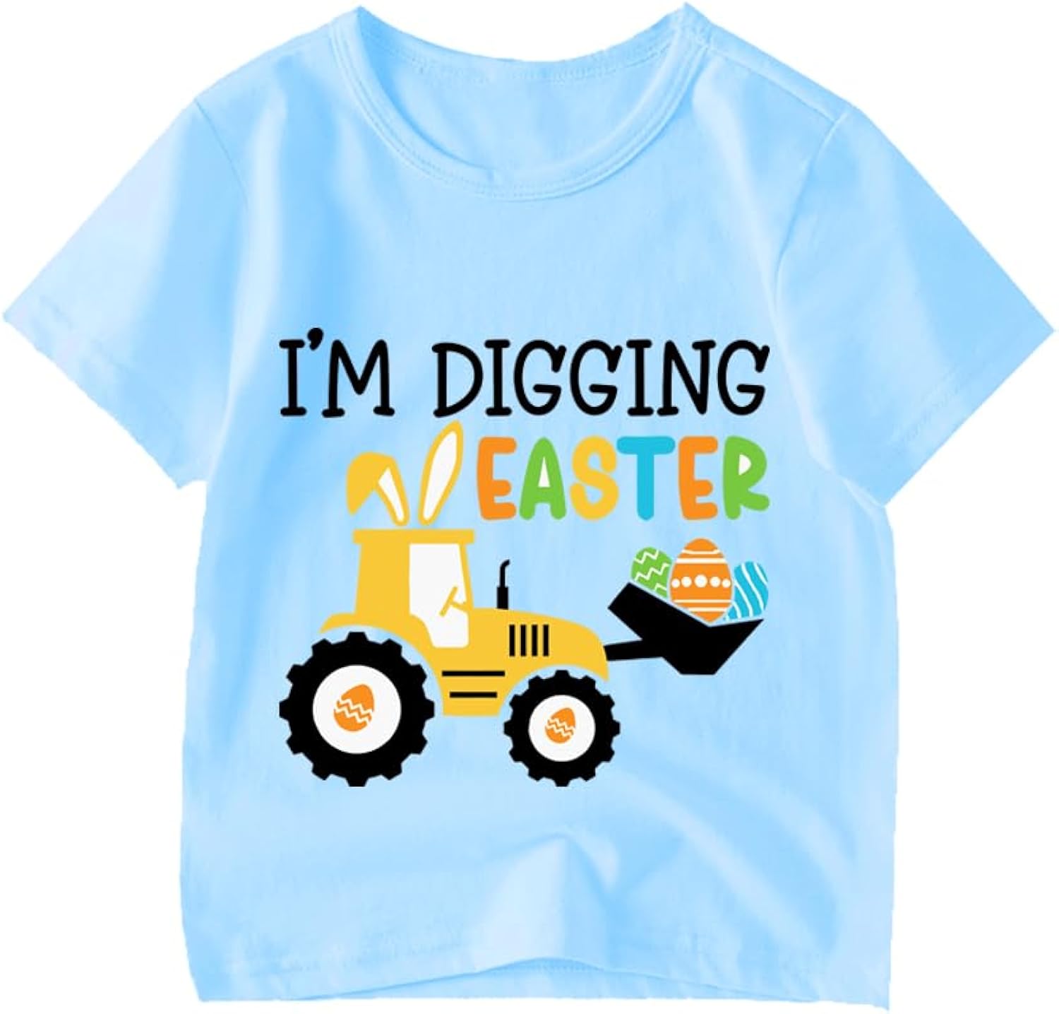 Kids Easter Shirt Boys Girls Eggs Hunts Tractor Monster Truck Graphic T-Shirt Toddler Easter Bunny Short Sleeve Tees Top