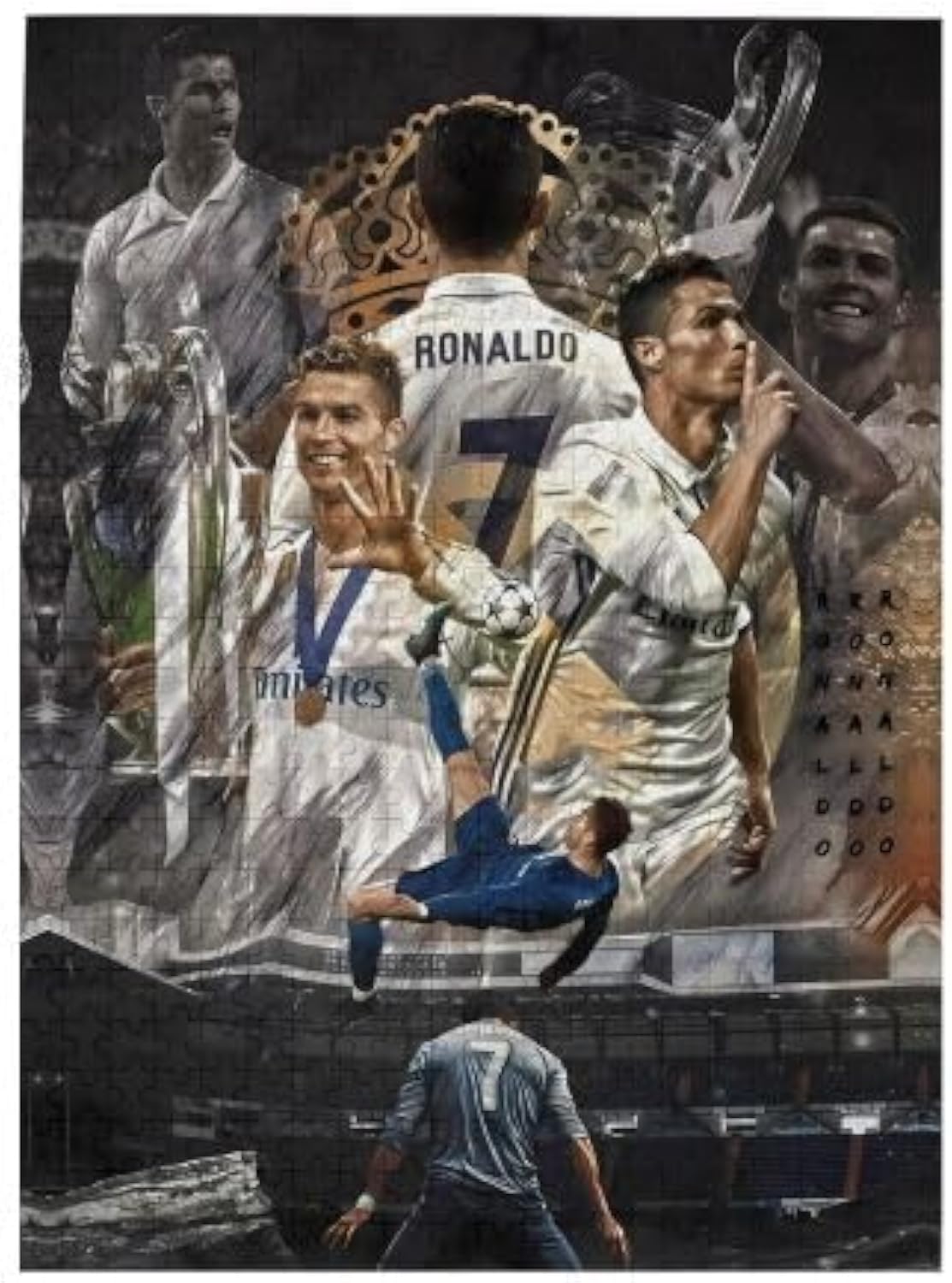 500 Pcs for #7 Ronaldo Personalized Puzzle 500 Pieces Picture Puzzle Jigsaw Games, White