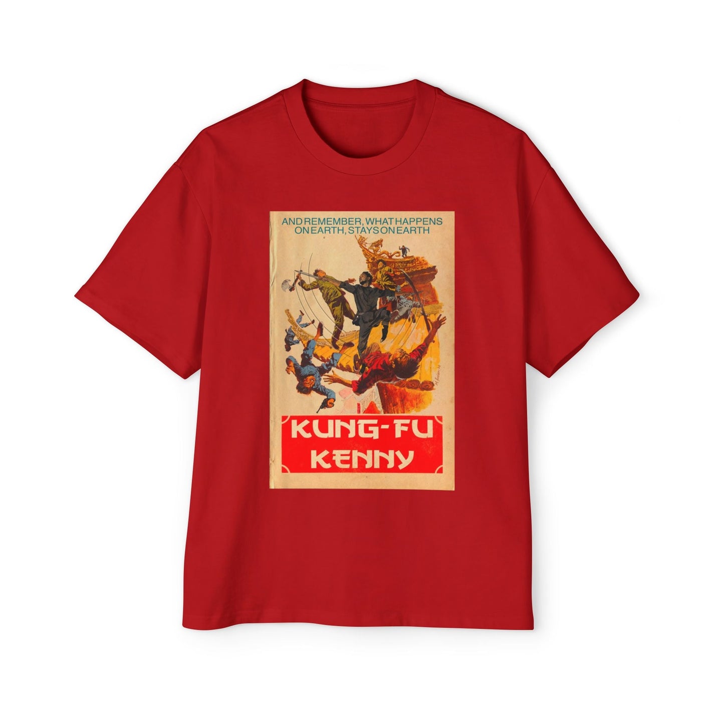 Kung-Fu Kenny - Men's Heavy Oversized Tee - clothing by TeeHivey.com (Image 3)