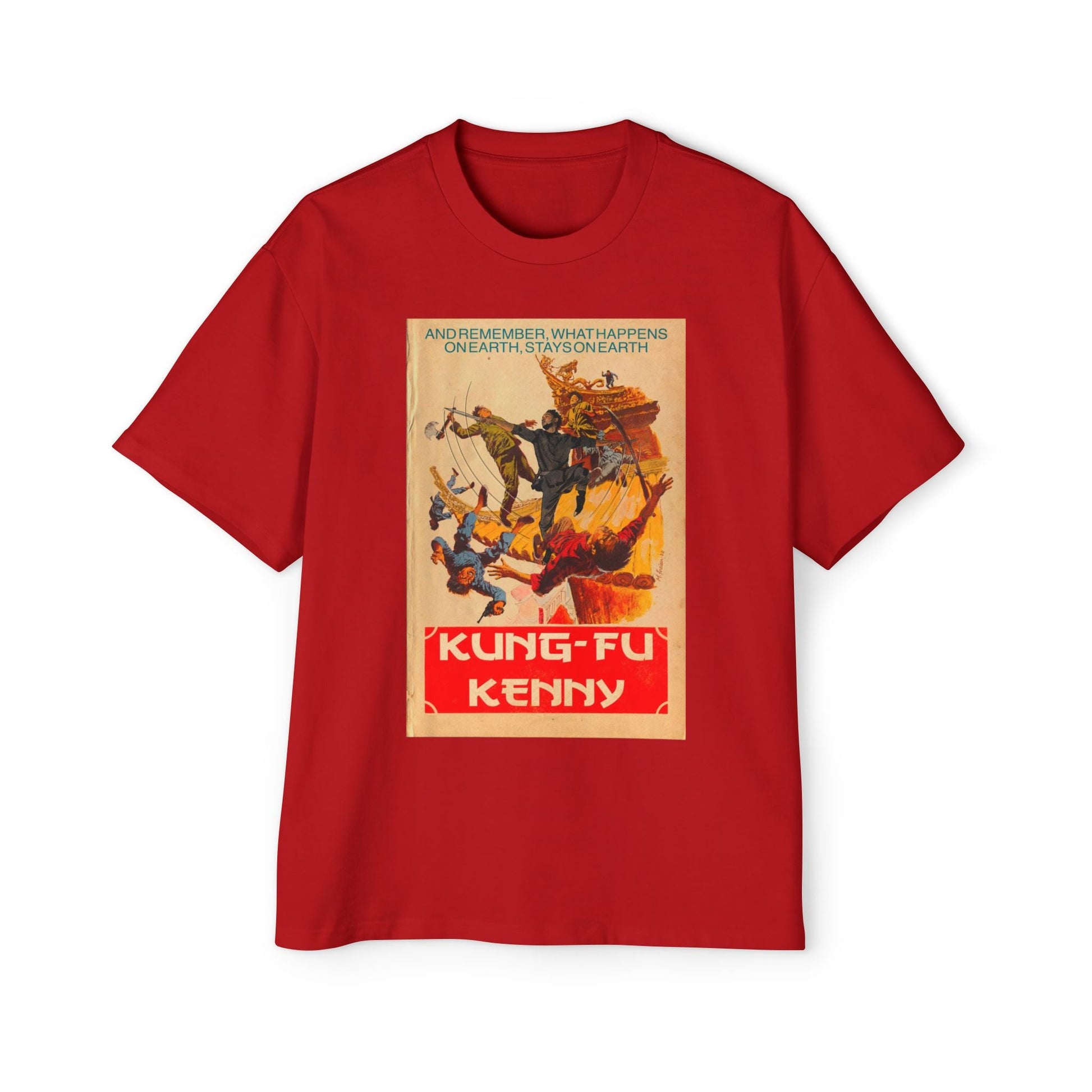 Kung-Fu Kenny - Men's Heavy Oversized Tee - clothing by TeeHivey.com (Image 3)