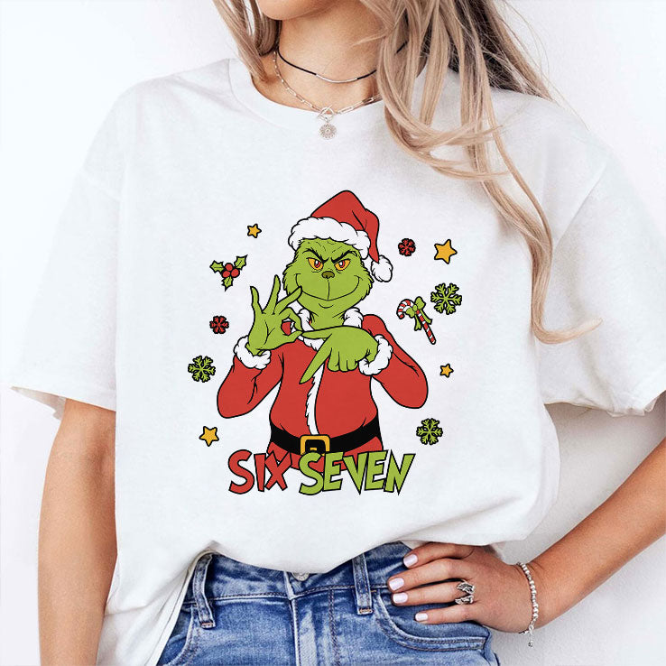 6 7 Six Seven Meme Grinch Christmas T Shirt