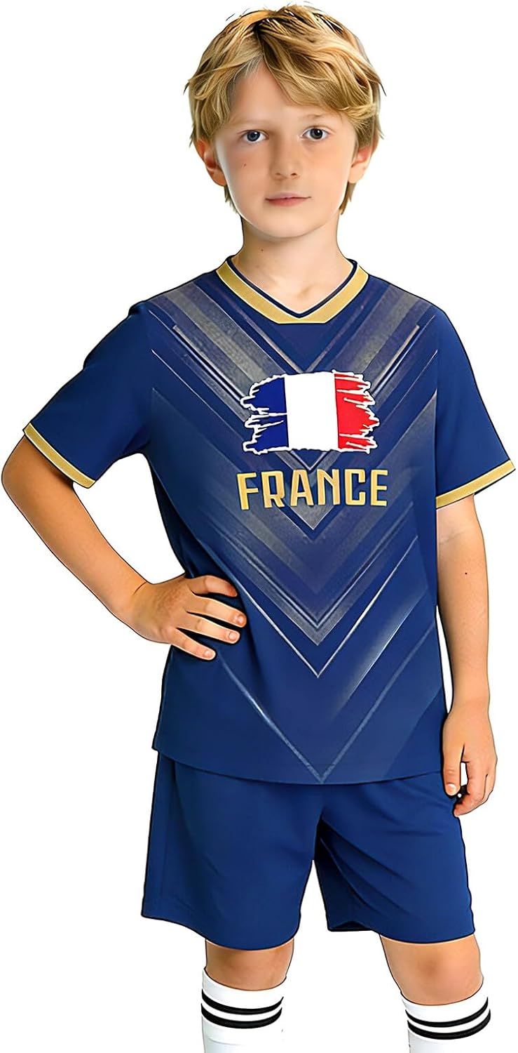 24/25/26 National Flag Soccer Jersey Kit for Kids Youth Boys Girls Sports Uniforms Outfits Fans Gift Shirt Shorts Sets 3-14Y