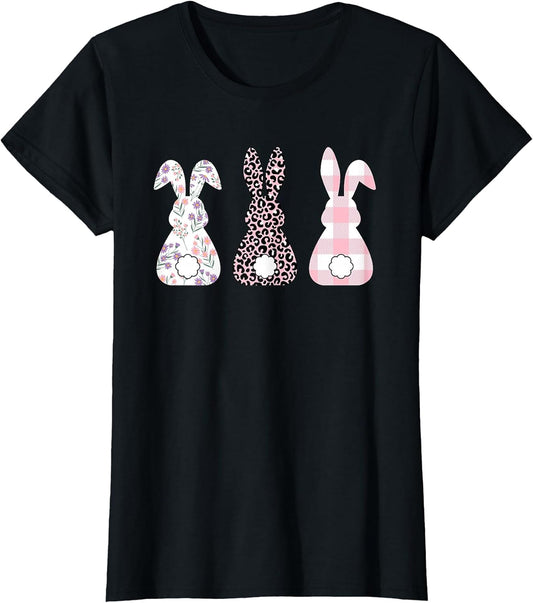 Cute Pink Bunnies Happy Easter Bunny Women Girls T-Shirt
