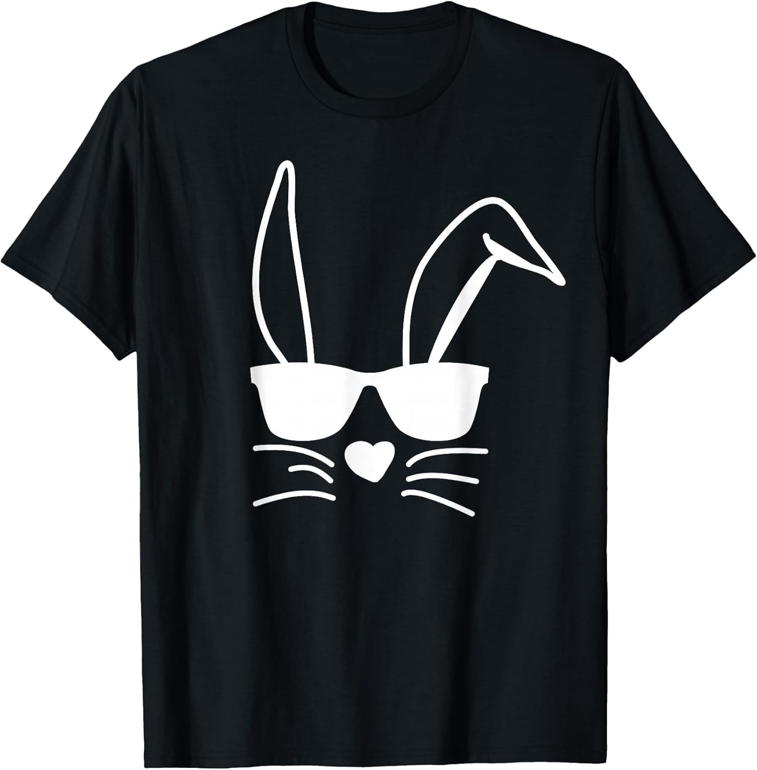 Kids Black Easter T-Shirt: Classic Fit, Hip Sunglasses Bunny, Roundneck, Short Sleeve
