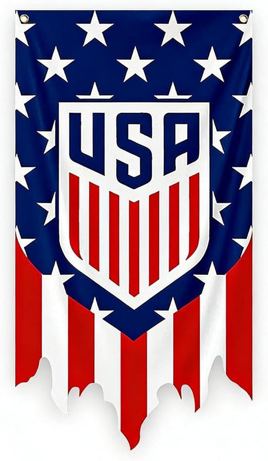 World Cup Decorations 2026 Football Hanging Rod Flag Banner 27x51 Inch with Pole Outdoor Indoor Hanging Flag Banner for Soccer Sports Events Soccer banner Sports Memorabilia hanging flag (A)