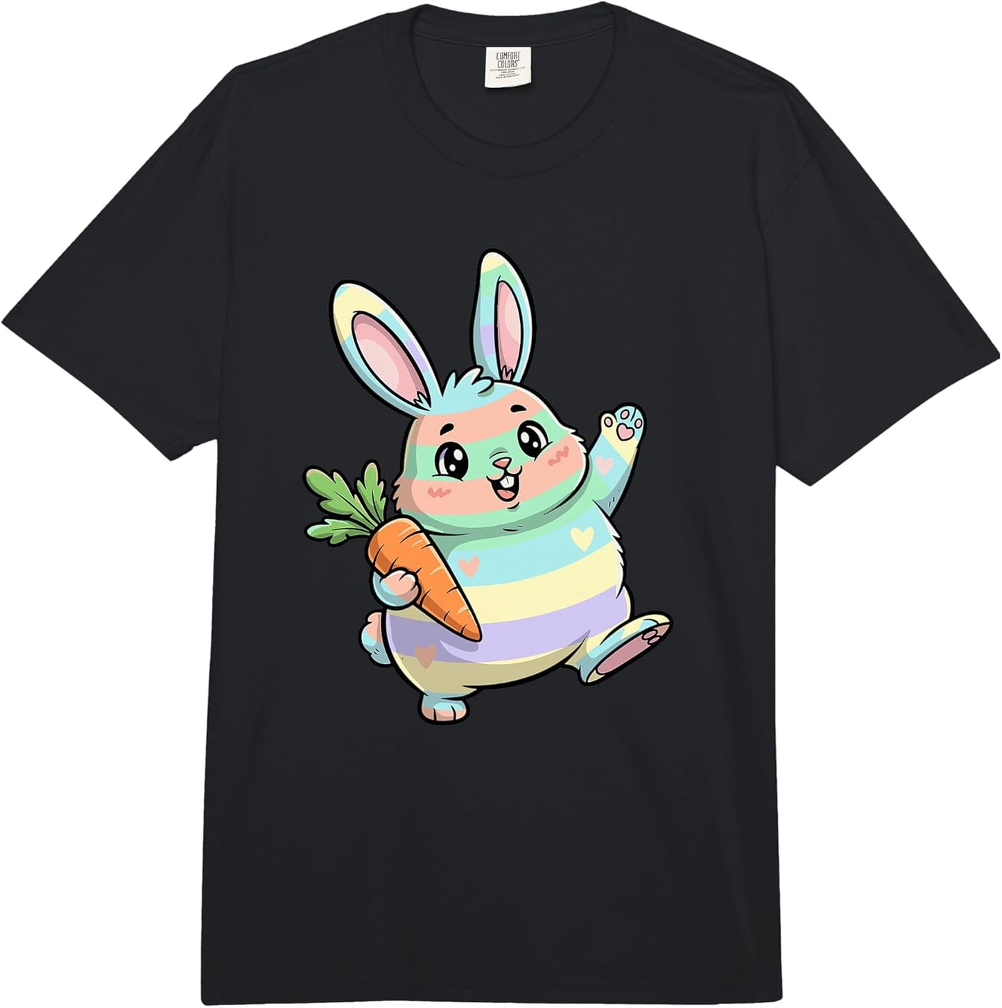 Cute Chubby Pastel Easter Bunny with Carrot Comfort Colors Adult Heavyweight T-Shirt