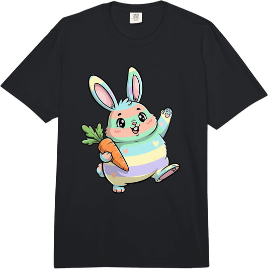 Cute Chubby Pastel Easter Bunny with Carrot Comfort Colors Adult Heavyweight T-Shirt