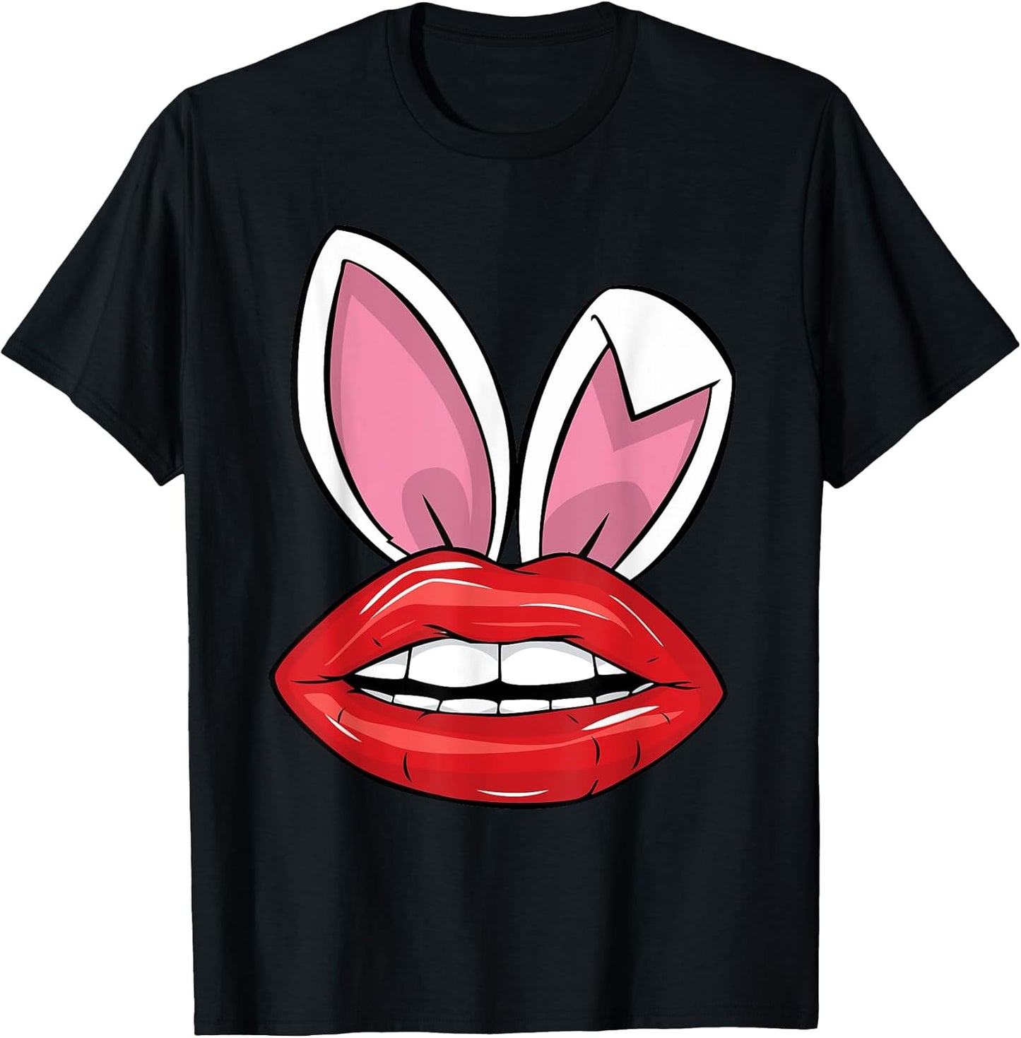 Red Lips Bunny Ears Easter Day Funny Girls T-Shirt