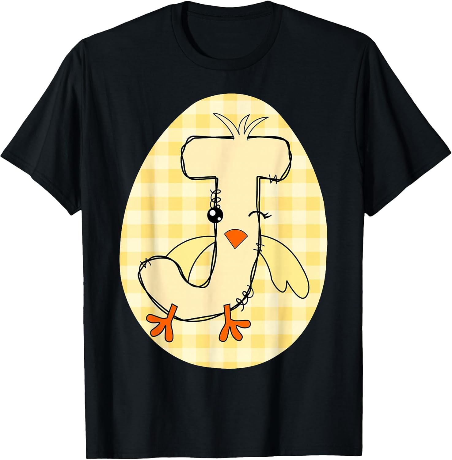 Easter Yellow Gingham Chick Initial J Letter Name