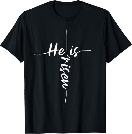 He is Risen Easter Day Jesus Cross Religious Christian Bible T-Shirt Small