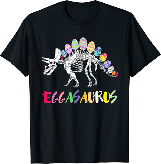 funny eggasaurus stegosaurus egg dinosaur happy easter day T-Shirt