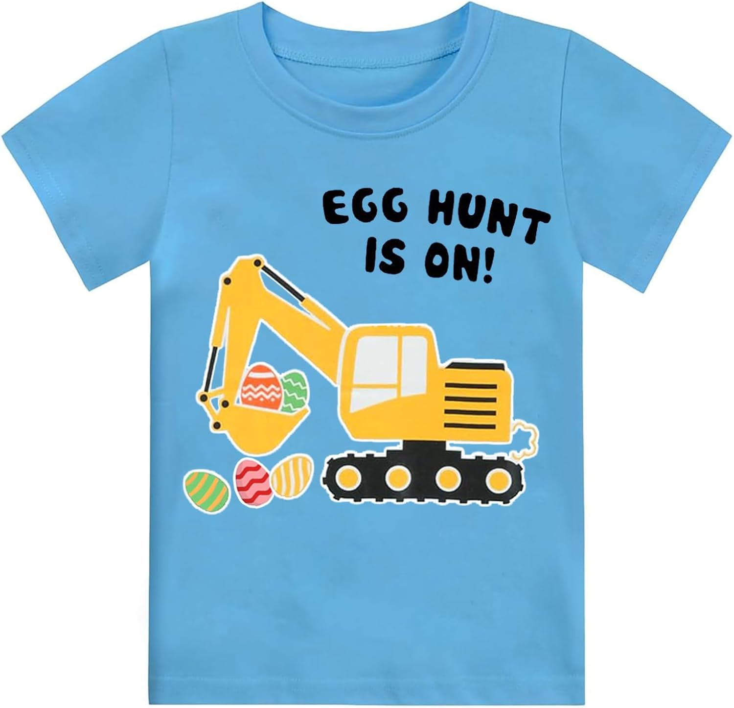 Toddler Boys Easter Shirt Short Sleeve Kids Digger Eggs Hunt T-Shirt Cotton Dinosaur Bunny Outfits Tee Top 2-7 Years