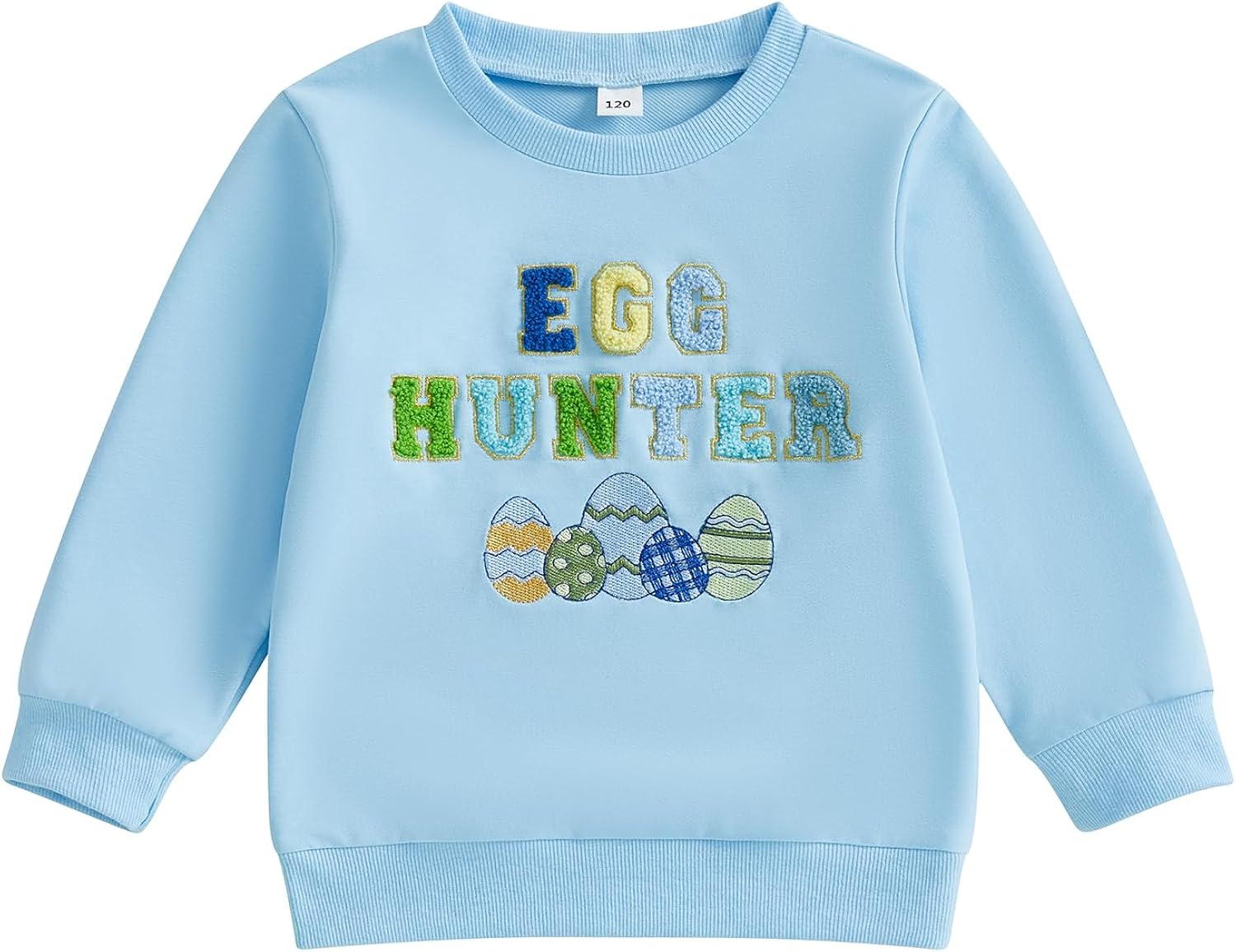 Toddler Boy Girl Easter Outfit Egg Hunter Embroidered Long Sleeve Sweatshirt Oversized Pullover Sweater Kid Clothes