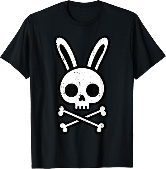 Easter Bunny Skull Cross Bones Rabbit Goth Men Boys Kids T-Shirt