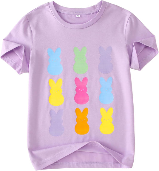 Kids Girls Easter Shirt Cute Bunny Rabbit Graphic T-Shirt Happy Easter Tees Funny Casual Short Sleeve Tops 7-12Y