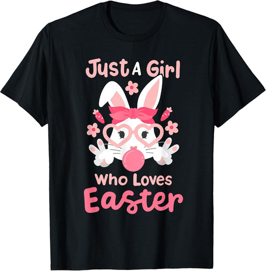 A Girl Who Loves Easter Cute Bunny Family Matching Kids T-Shirt