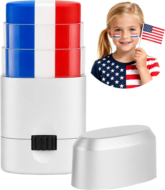 Go Ho Red White and Blue Eye Black,Patriotic USA Flag Face Body Paint for Game Day,4th of July Accessories,250 Anniversary USA Makeup,Eye Black Stick for Baseball Party Favors