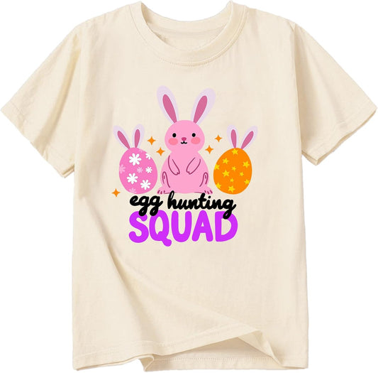 Toddler Girls Easter Shirts Cute Bunny Tshirts Happy Easter Tees Cotton Short Sleeve Tops 2-10 Years