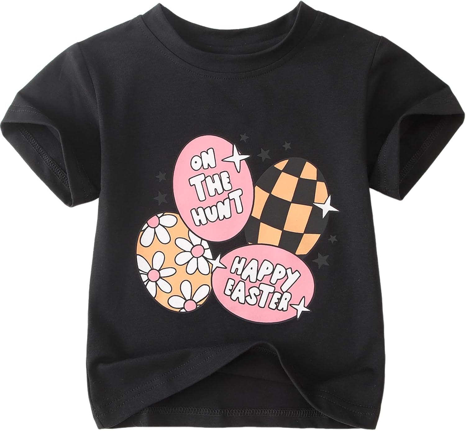 Toddler Girls Easter Eggs Shirts Baby Happy Easter T-Shirt Kids Tees Short Sleeve Tops Summer Clothes