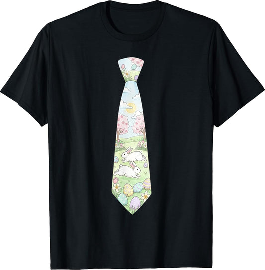Easter Bunny Tie Painted Eggs Pastel Spring Cherry Blossom T-Shirt