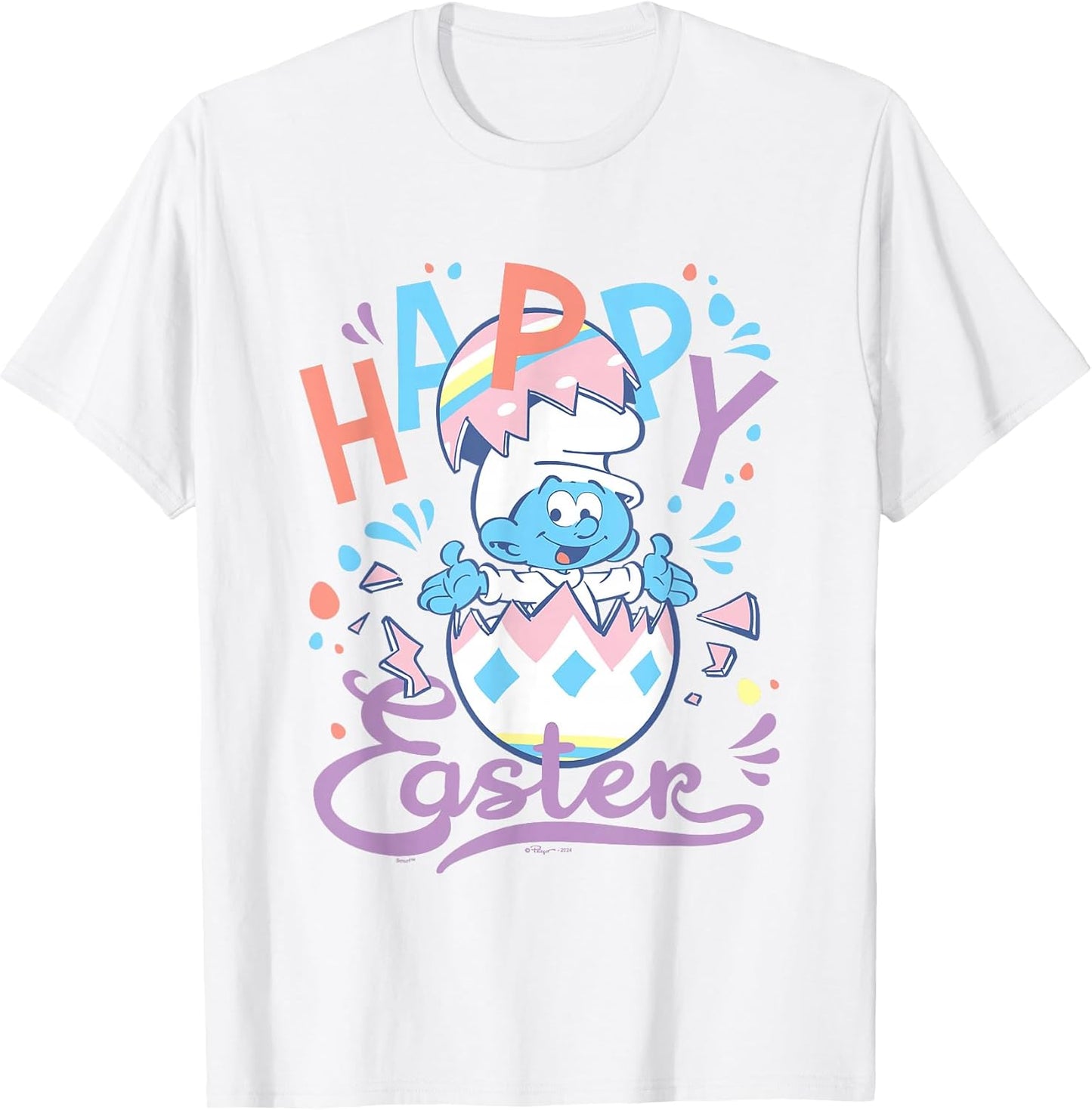 Happy Easter Cute Smurf Egg Pastel Colours Logo T-Shirt