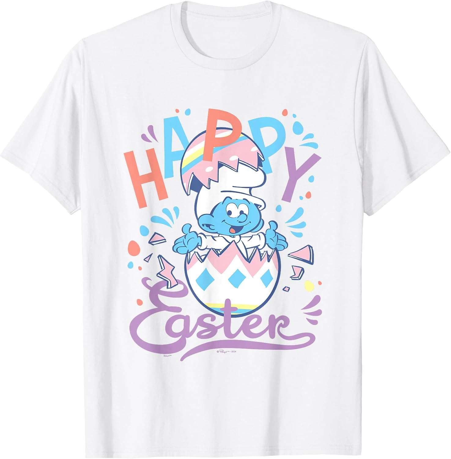 Happy Easter Cute Smurf Egg Pastel Colours Logo T-Shirt