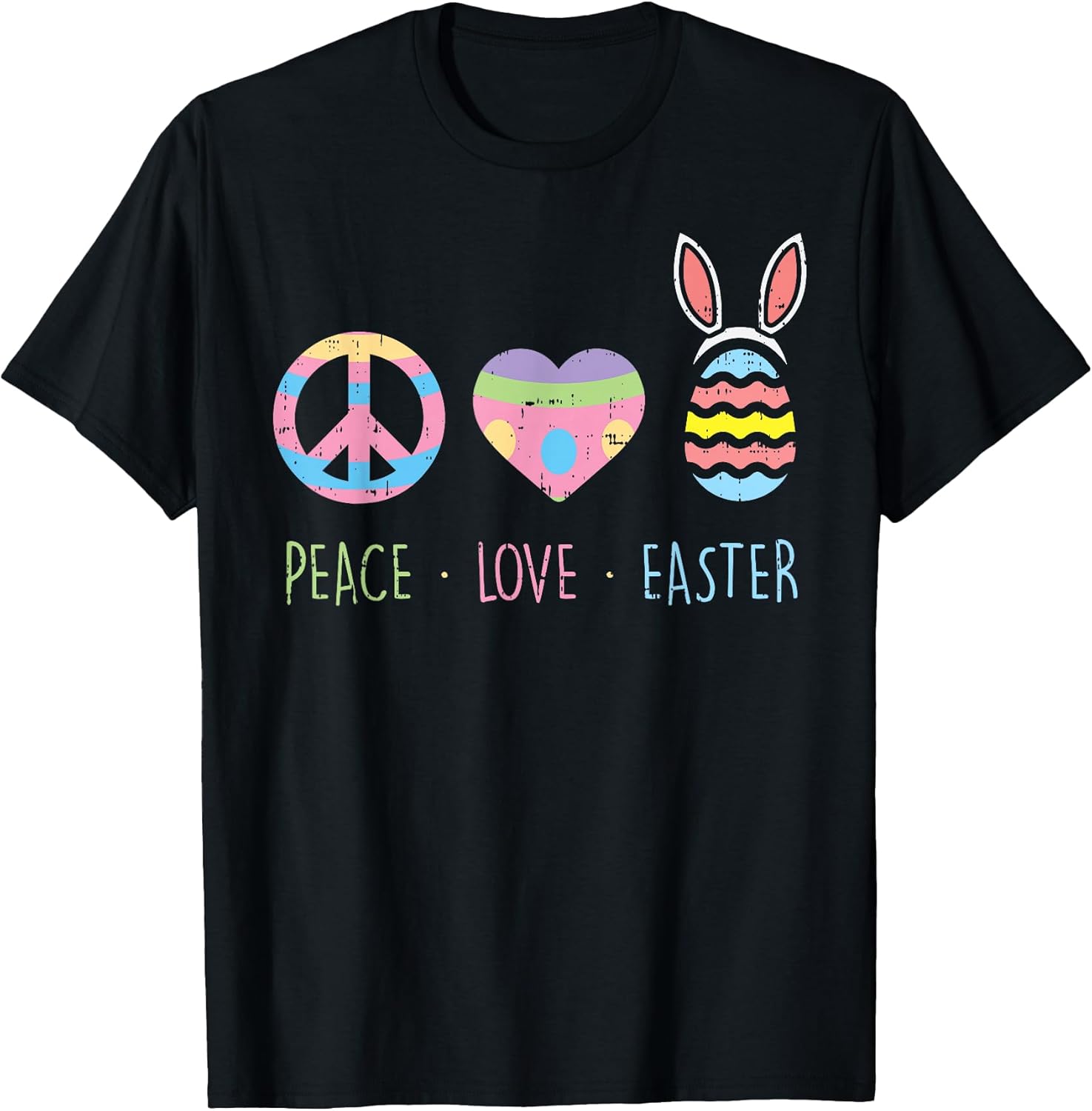 Peace Sign Love Heart Easter Egg Bunny Ears Cute Hippie Gift T-Shirt