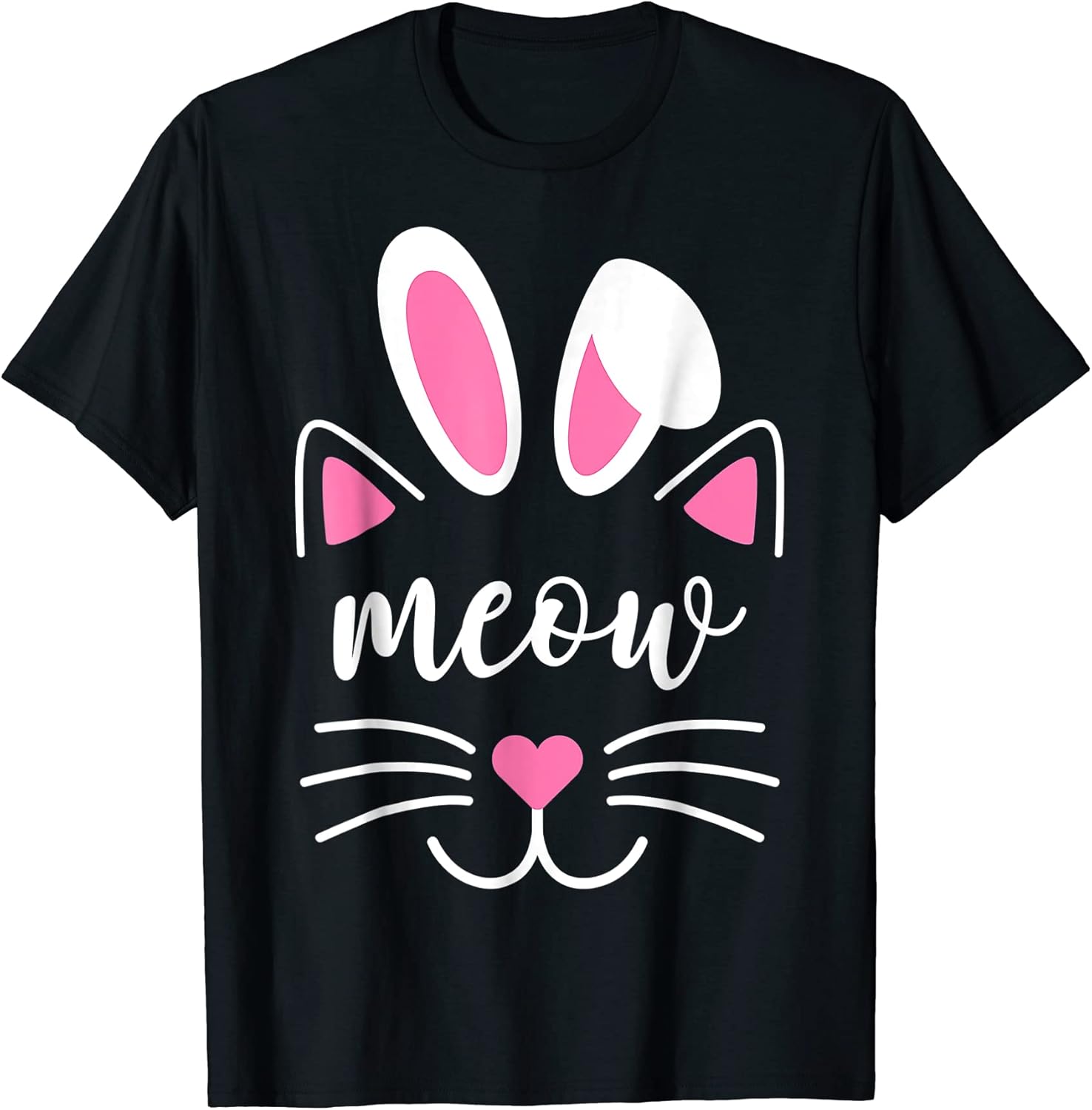 Cat Face Easter Day Bunny Ears Funny Cat Love tee Men Women T-Shirt