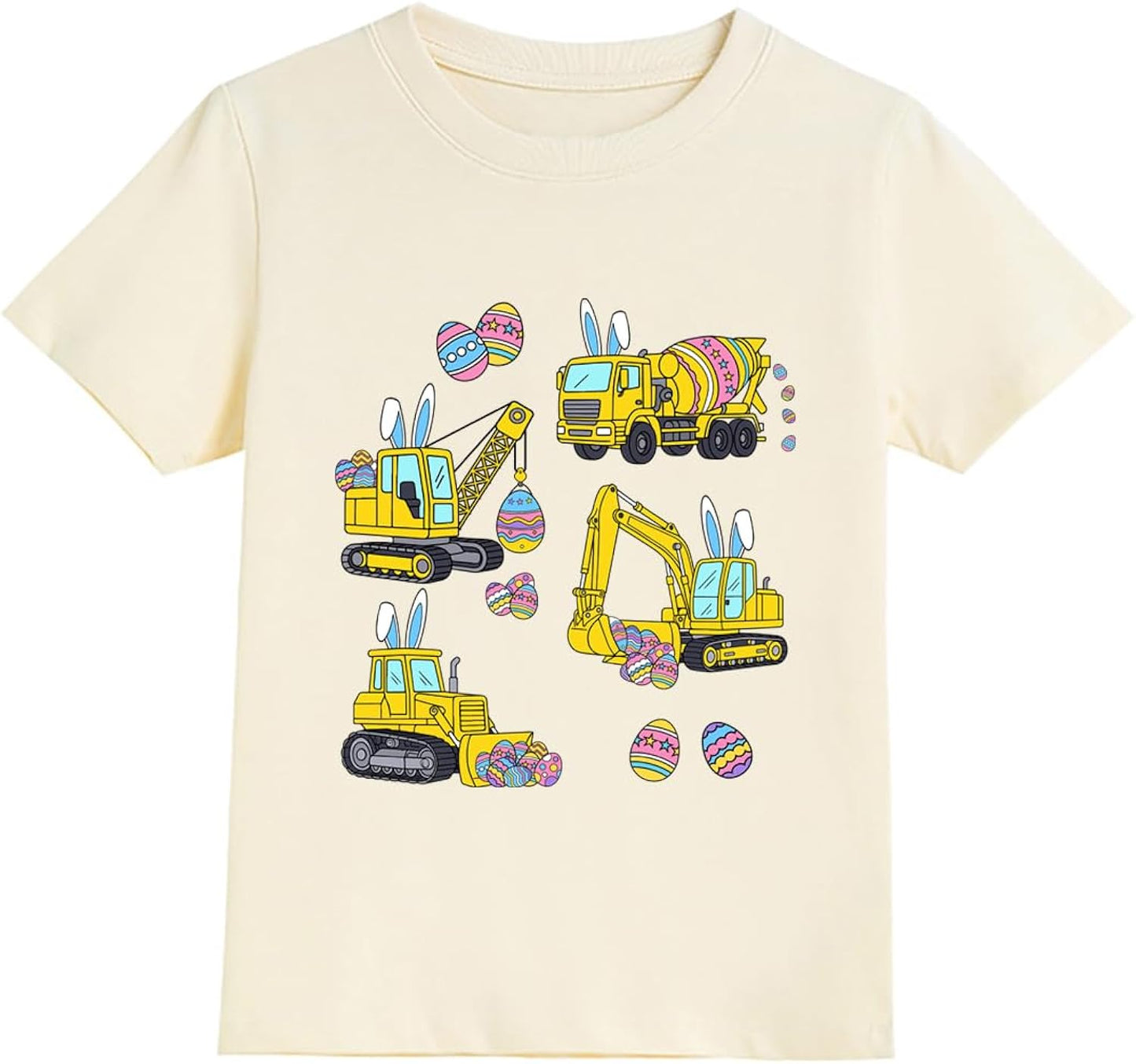 Boys Easter Shirt for Kids Monster Truck T-Shirt Toddler Eggs-cavator Tees Eggs Hunts Outfit Tractor Bunny Top Age 2-8
