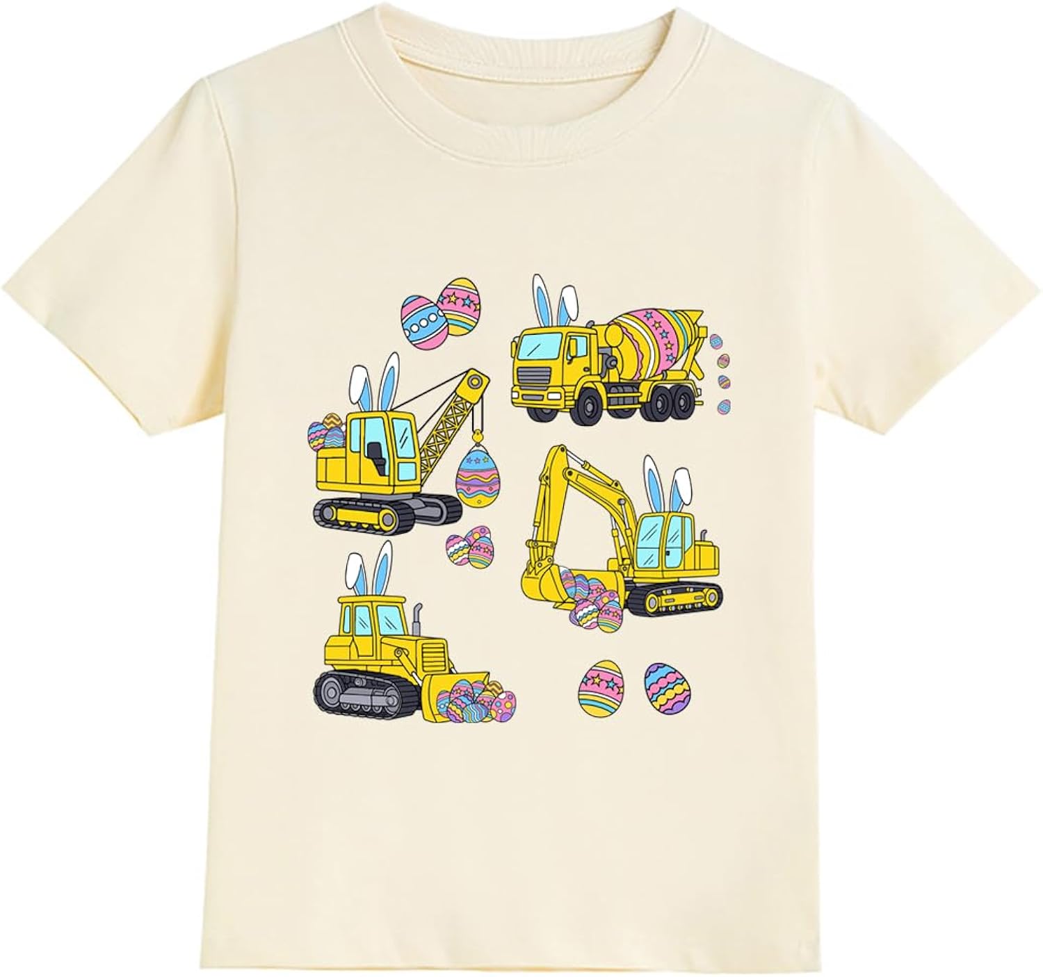Boys Easter Shirt for Kids Monster Truck T-Shirt Toddler Eggs-cavator Tees Eggs Hunts Outfit Tractor Bunny Top Age 2-8