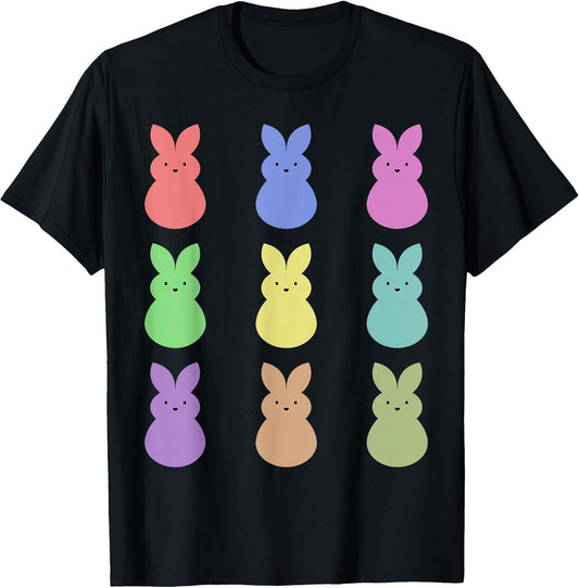 Cute Bunnies Happy Easter Egg Hunt Sweet Colorful Art T-Shirt