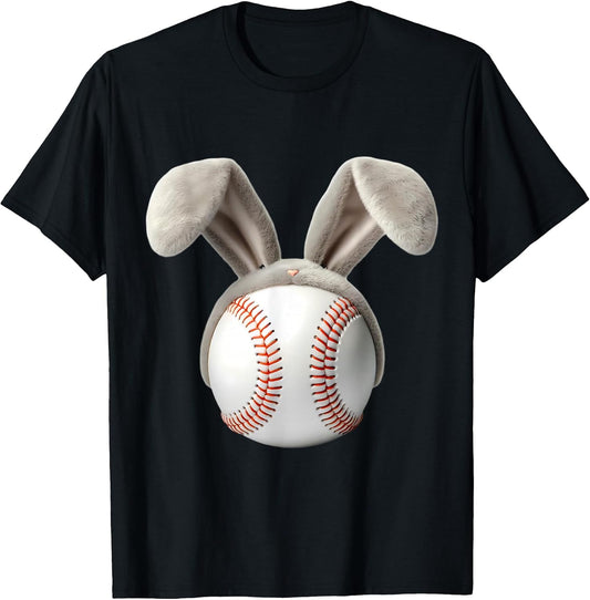 Easter Bunny Ears Baseball Player Coach Lover Softball Fan T-Shirt