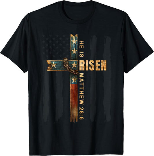 Easter Cross He is Risen Jesus Christian Men Women Teen Kids T-Shirt