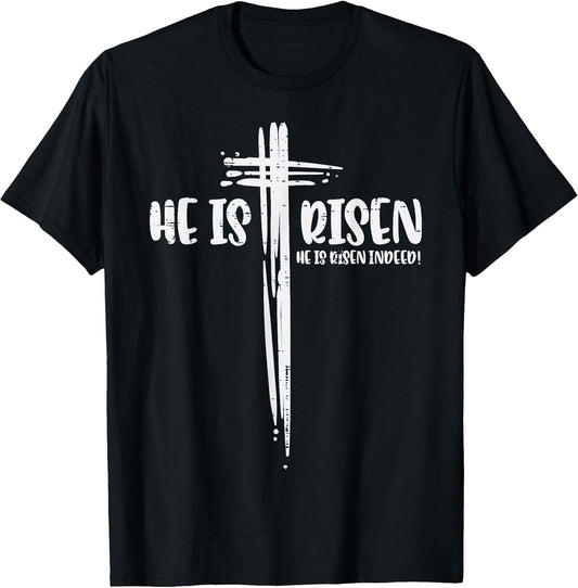 Easter Jesus He is Risen Indeed Religious Christian Women T-Shirt Small