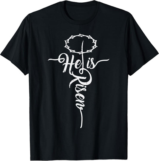 He is Risen Cross Jesus Religious Easter Day Christians T-Shirt Small