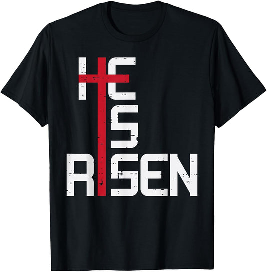 He is Risen Cross Jesus Easter Christian Religious Men Teens T-Shirt Small