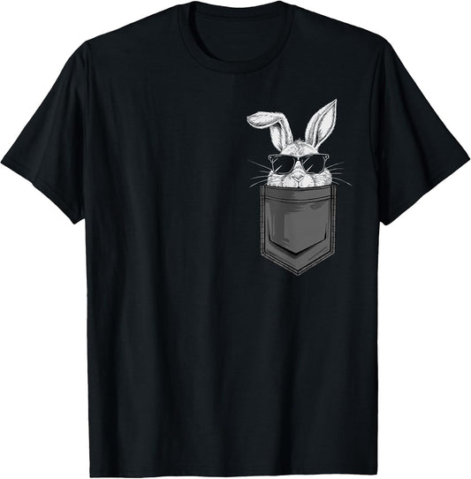 Cool Easter Bunny Rabbit with Sunglasses in Pocket T-Shirt