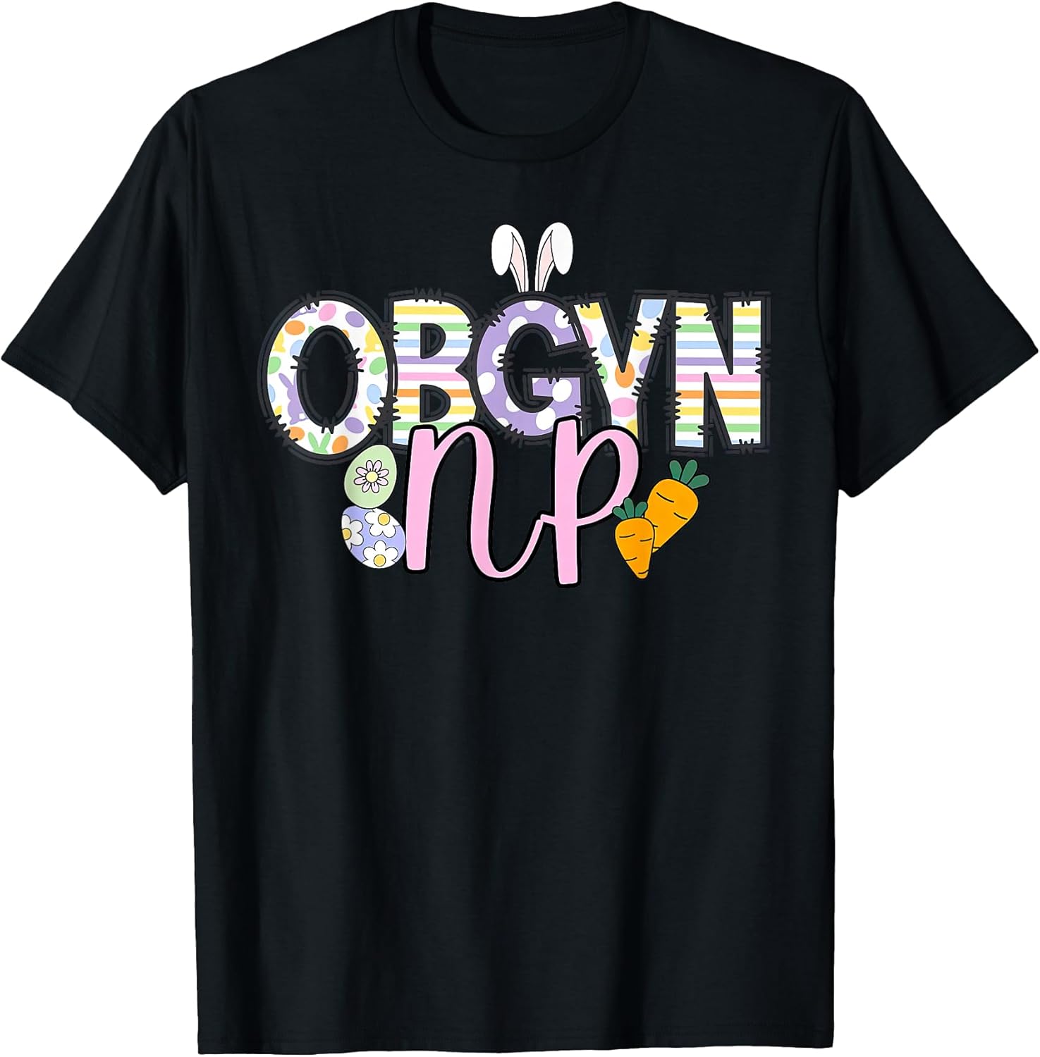 Retro OBGYN Np Bunny Ears Easter Obstetrician Gynecologist T-Shirt