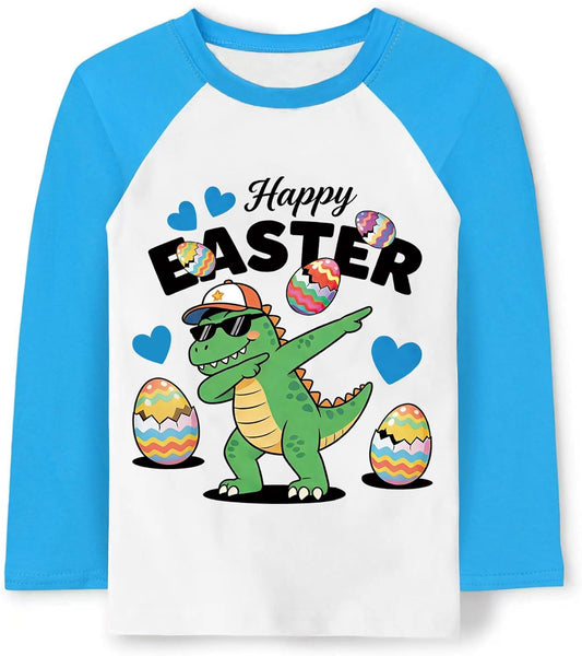 Toddler Boys Easter's Day Shirt Baby Girls Raglan Sleeve Easter Dump Truck T-Shirt Bunny Eggs Boys Tee Top 2-7 Years