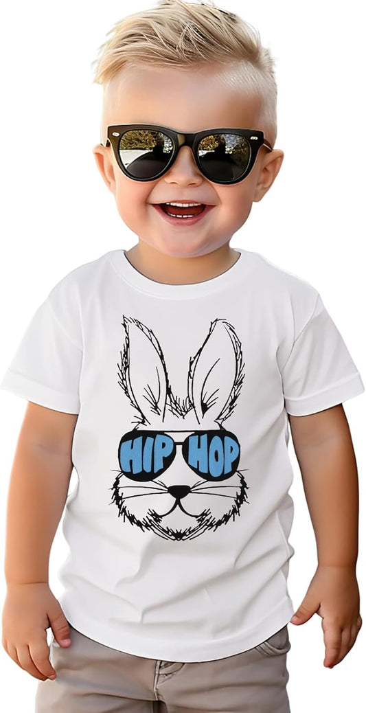 Easter T-Shirts Baby Boys Girls Toddler Hip Hop Bunny Grpahic Shirts Happy Easter Rabbit Short Sleeve Tee Tops