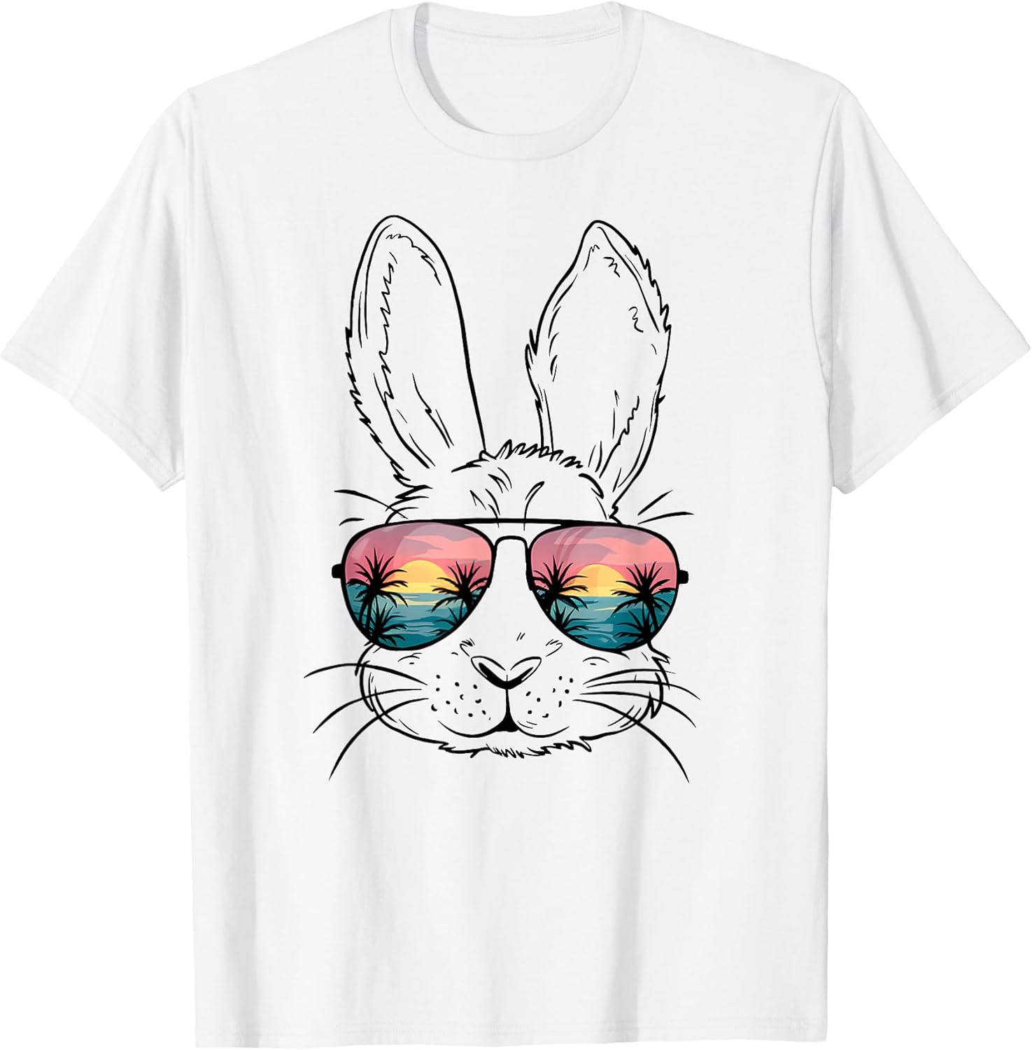 Bunny Face Rabbit Sunglasses Beach Summer Vacation Easter T-Shirt