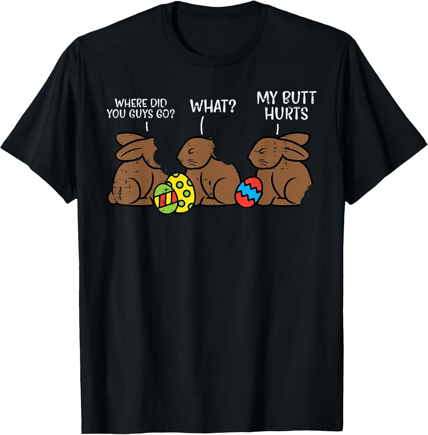 Where Did You Guys Go Chocolate Bunny Funny Easter Kids T-Shirt Small