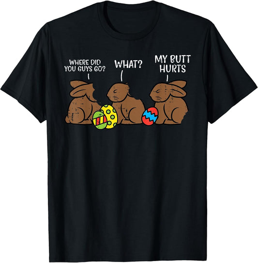 Where Did You Guys Go Chocolate Bunny Funny Easter Kids T-Shirt Small