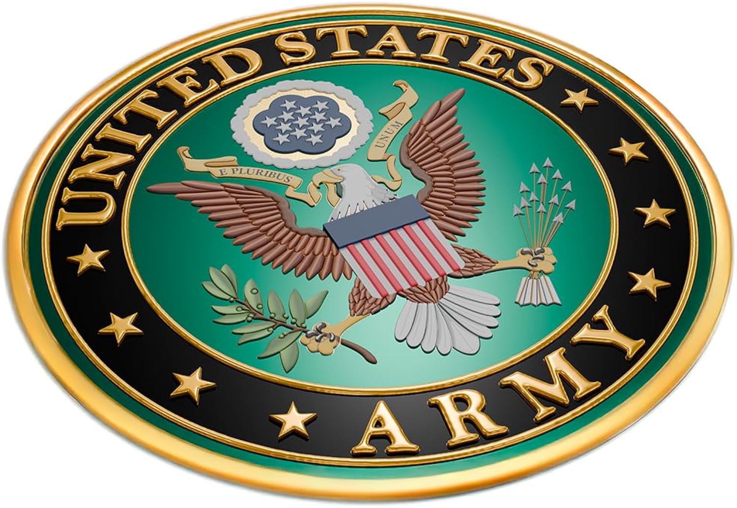 Official United States Army Seal 3D Sticker: Raised 3D Car Decals, Waterproof Military Bumper Stickers, Patriotic US Army Emblem for Trucks & Laptops (3" Green & Gold)