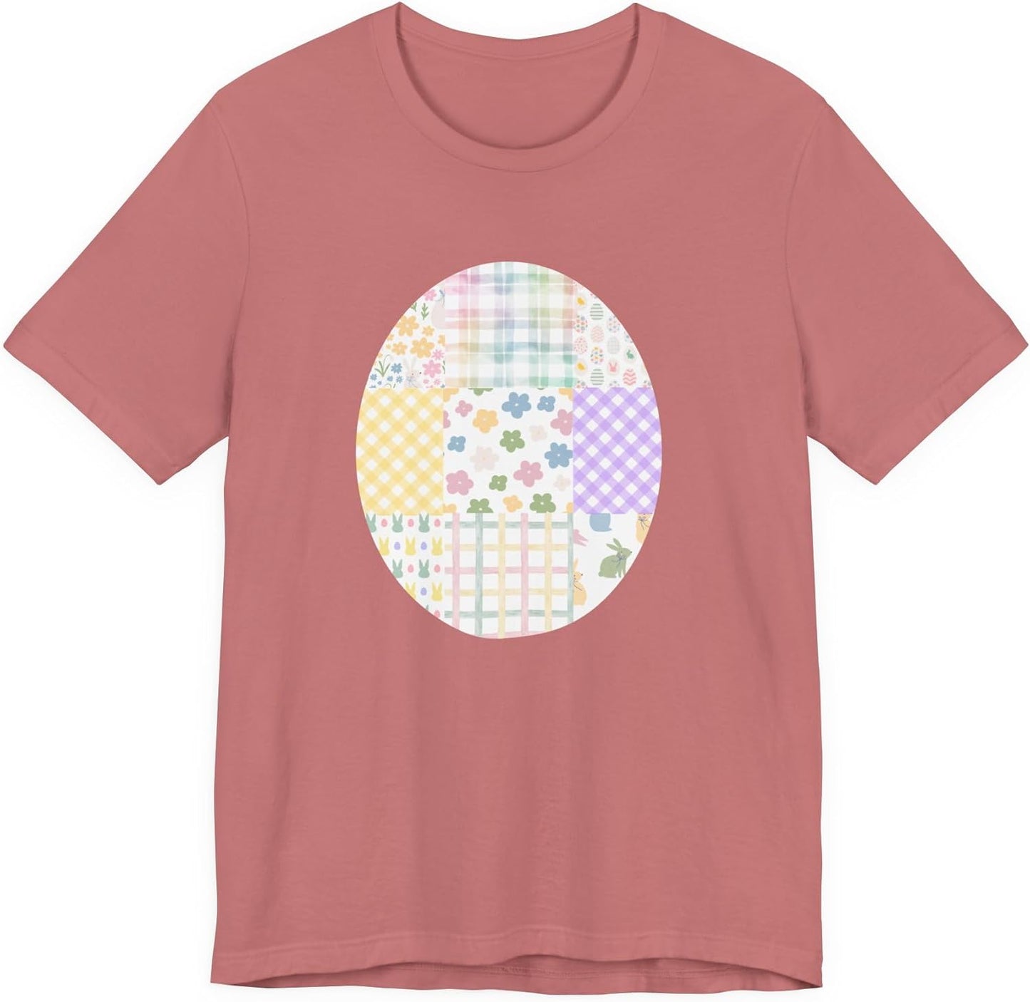 Pastel Patchwork Egg T-Shirt | Easter Spring Floral Plaid