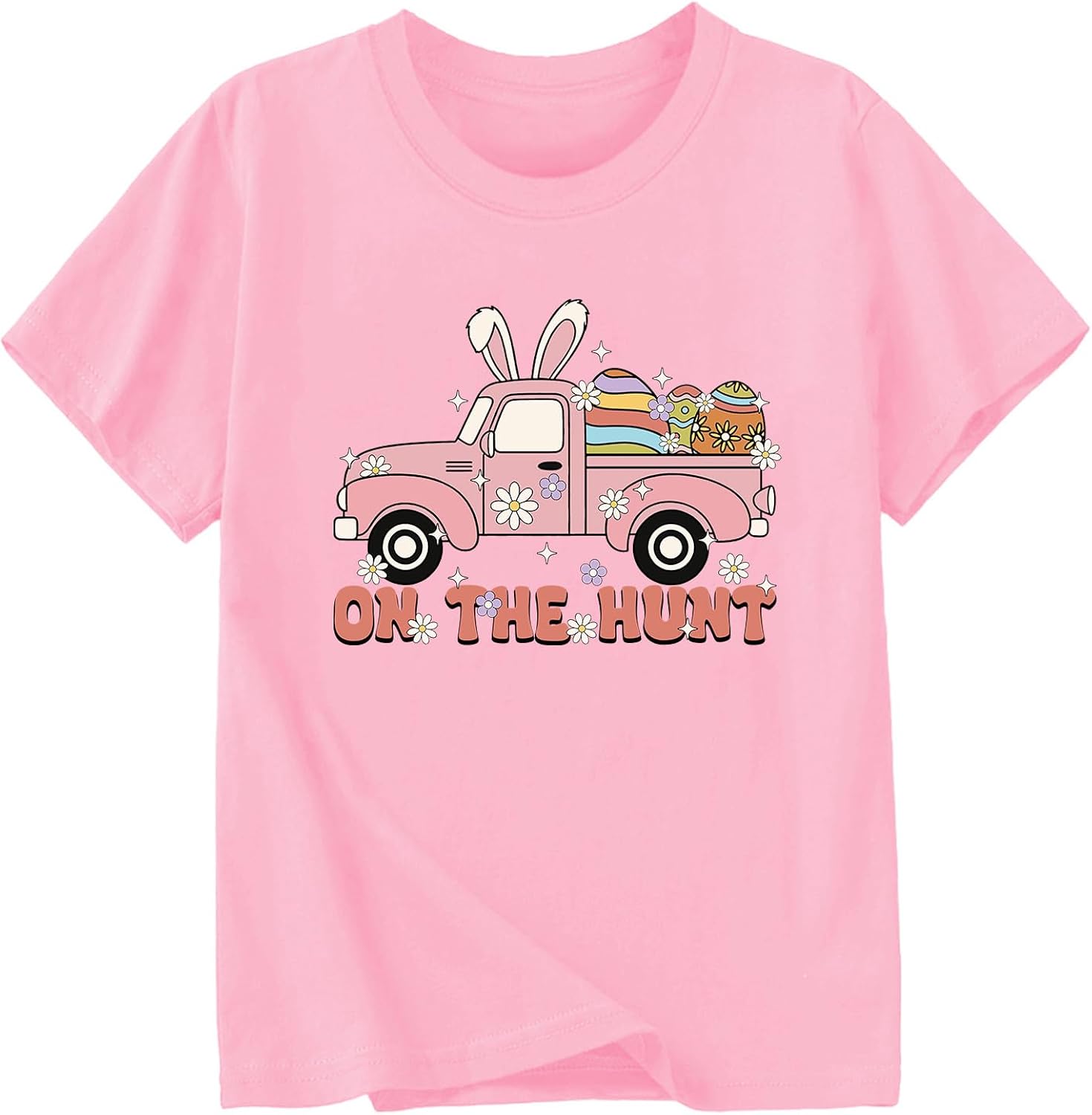 Girl Easter Shirts Bunny Egg T-Shirt Graphic Cotton Short Sleeve Tees 3-13 Years