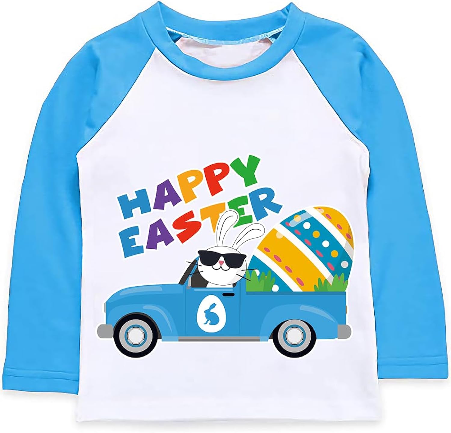 Boys Easter T-Shirt Long Sleeves Raglan Kids Happy Easter Egg Rabbit Truck Bunny Train Chick Top Clothes 2-7 Years